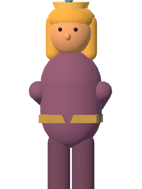 The princess in her purple tunic and tiara